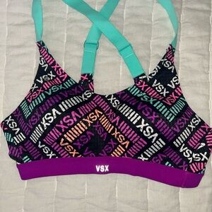 Victoria's Secret Purple and Green Sports Bra with Supportive Design